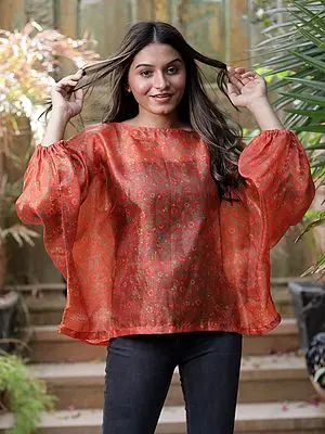Assorted Vintage Pure Silk Summer Top from Jodhpur