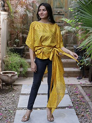 Assorted Vintage Pure Silk Drape Top from Jodhpur