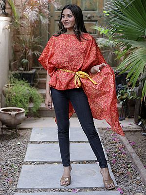 Assorted Vintage Pure Silk Drape Top from Jodhpur