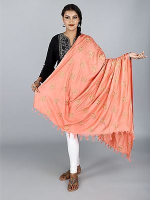 Prayer Shawl with Zari Embroidered Om Motif