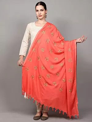 Prayer Shawl with Zari Embroidered Om Motif