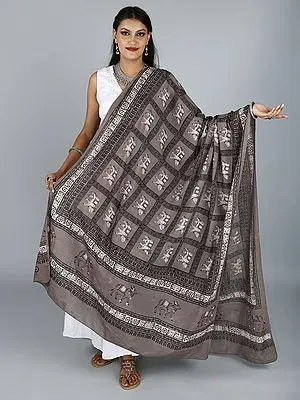 Teak Prayer Shawl with Cow Print Pattern from ISKCON Vrindavan by BLISS