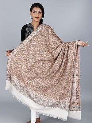 Jamawar Woolen Shawl With All Over Floral Pattern