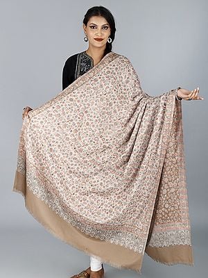 Jamawar Woolen Shawl with All Over Floral Pattern