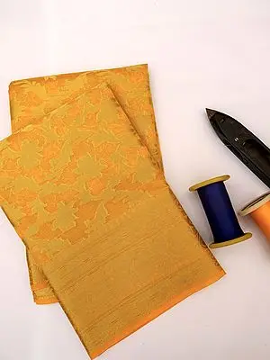 Mustard Monica Silk Banarasi Saree with Brocaded Floral Motif