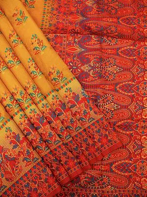 Sunflower Kashmiri Silk Banarasi Saree with Brocaded Floral Motif