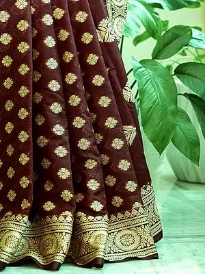 Picante Khaddi Silk Banarasi Saree with Brocaded Floral Motif