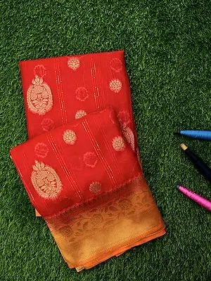 Banarasi Kora Art Silk Saree with Zari Brocade and Bail Butta on Border