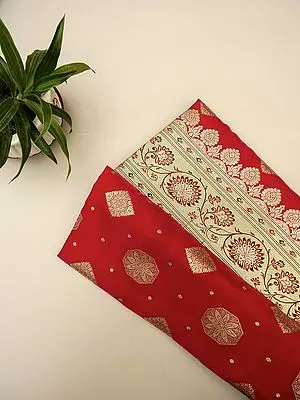 Fiesta Banarasi Art Silk Saree with Brocaded Geometric Floral Motif and Bail Buta on the Border