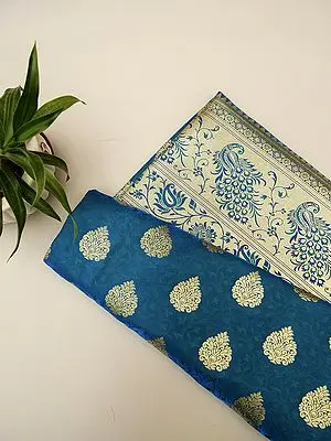 Turkish-Tile Banarasi Art Silk Saree with Jaal and Bail Buta Border