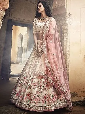After-Glow Organza Lehenga Choli with Embellished Sequins Work and Designer Dupatta