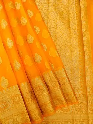 Banarasi Organza Silk Saree with Kalka Butta on Body and Bail on Pallu