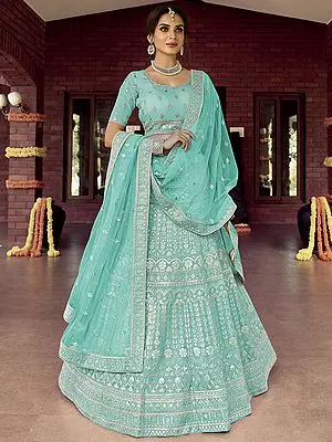 Organza Mughal Motif Zarkan-Gota Lehenga Choli and Soft Net Dupatta