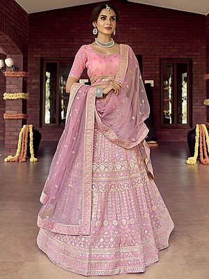 Organza Mughal Motif Zarkan-Gota Lehenga Choli and Soft Net Dupatta