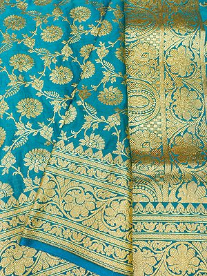 Banarasi Satin Silk Saree With Damask Floral Jaal Pattern And Kalka Bail Motif On Pallu