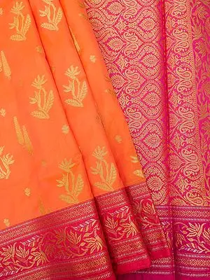 Art Silk Banarasi Saree with Zari Embroidered Bird of Paradise Flower Motif