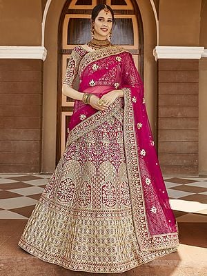 Velvet Bridal Lehenga Choli With Embellished Anarkali Work And Designer Dupatta