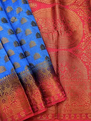 Banarasi Art Silk Saree with Beautiful Zari Work Kali Motif on Pallu