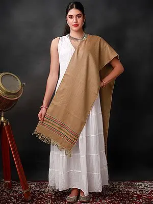 Peanut-Brown Kullu Diamond Weave Woolen Scarf