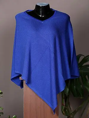Royal-Blue Plain Pashmina Poncho from Nepal