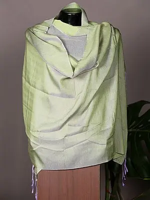 Pista-Green Plain Reversible Water-Pashmina Stole from Nepal