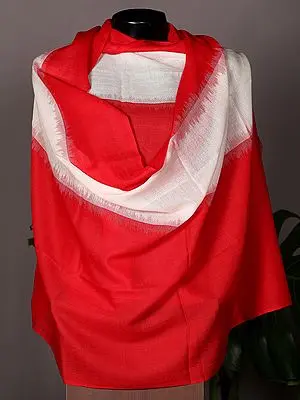 Red and White Dual Shade Pashmina Stole from Nepal
