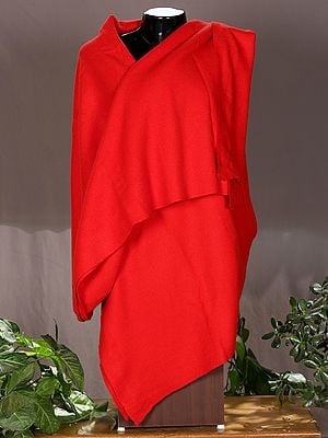 Bright-Red Plain Pashmina Blanket From Nepal