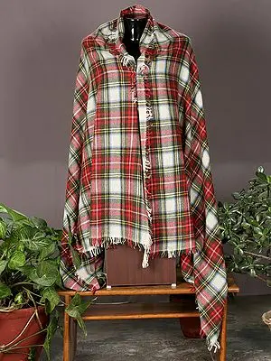 Multiple Madras Checks Pattern Pashmina Shawl from Nepal