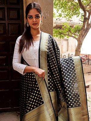 Banarasi Dupatta with Woven Foulard Bootis and Zari Weave on Border