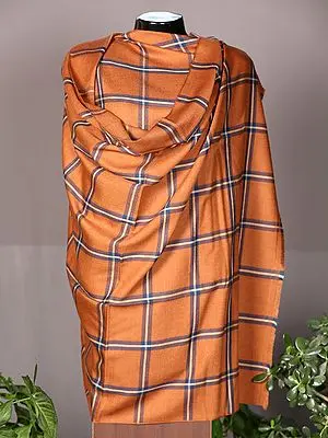 Coca-Mocha Tartan Checks Pattern Pashmina Shawl from Nepal