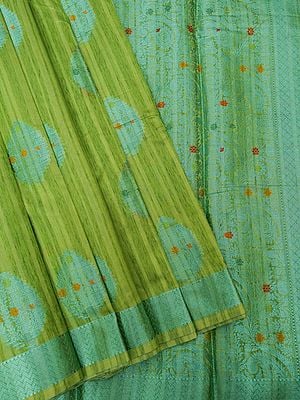 Banarasi Art Silk Saree With All-Over Meena Work And Paisley-Floral Butta