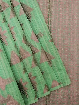 Banarasi Geometric-Floral Pattern Art Silk Saree and Buti Weave on Pallu