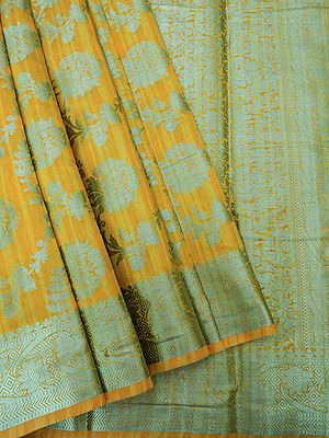 Banarasi Art Silk Saree With All-Over Woven Jaal Floral Motif And Ornate Border Pallu
