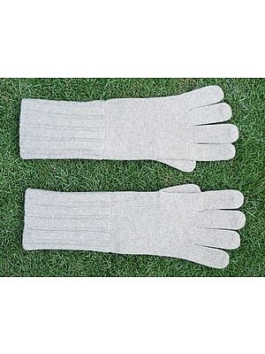 Gray Long Pashmina Gloves From Nepal