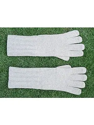 Gray Long Pashmina Gloves from Nepal