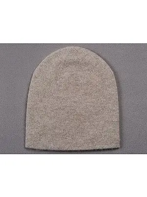 Mouse-Gray Knitted Pashmina Beanie Small Baby Cap from Nepal