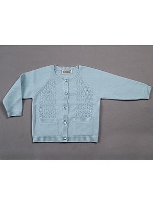 Knitted Pashmina Front Open Sweater from Nepal for Small Kids with Pockets