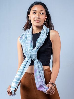 Blue Two-Tone Tie-Dye Pashmina Stole from Nepal