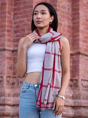 Checkered Pashmina Stole from Nepal