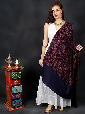 Sozni Shawl With All-Over Hand-Embroidered Floral Jaal Pattern