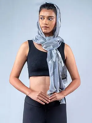 Gray Camouflage Printed Pashmina Stole from Nepal