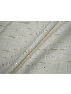 White Stripes Woven Lurex Cotton Fabric