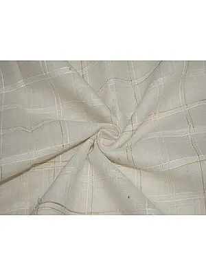 Off White Check Pattern Lurex Cotton Fabric