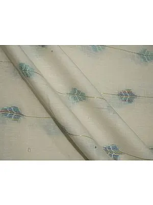 Leaf and Stripes Pattern Lurex Cotton Fabric