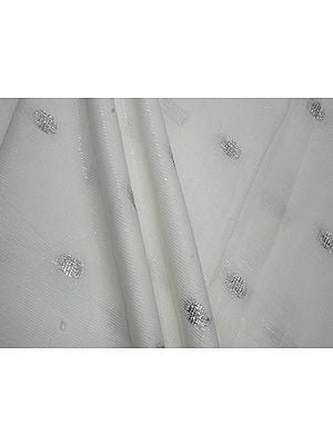 White Silver Boota Pattern Lurex Cotton Fabric