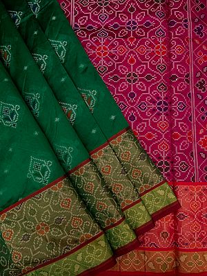 Banarasi Cotton Saree With All-Over Patola Butta Pattern