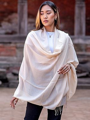 Plain Weave Pashmina Silk Shawl with Fringes