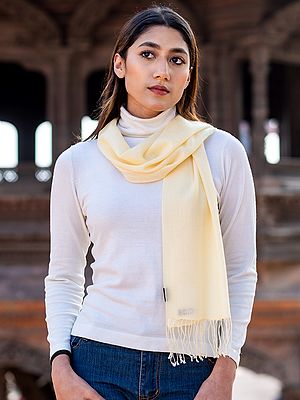 Pure Pashmina Plain Weave Scarf With Fringe From Nepal