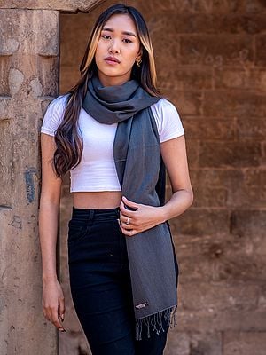 Reversible Pashmina Silk Plain Scarf with Fringe from Nepal
