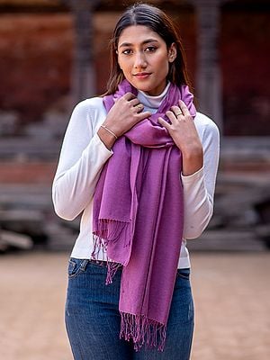 Pashmina Silk Reversible Plain Stole with Fringe from Nepal
